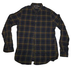 Banana Republic Camden Fit Luxe Flannel Mens Medium Long Sleeve Plaid Blue Brown